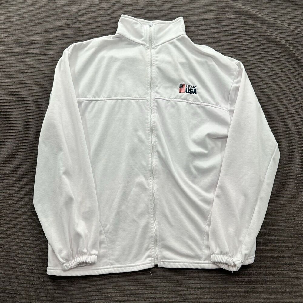 United States Olympic Committee Team USA White Full Zip Jacket XL‎ Polyester.